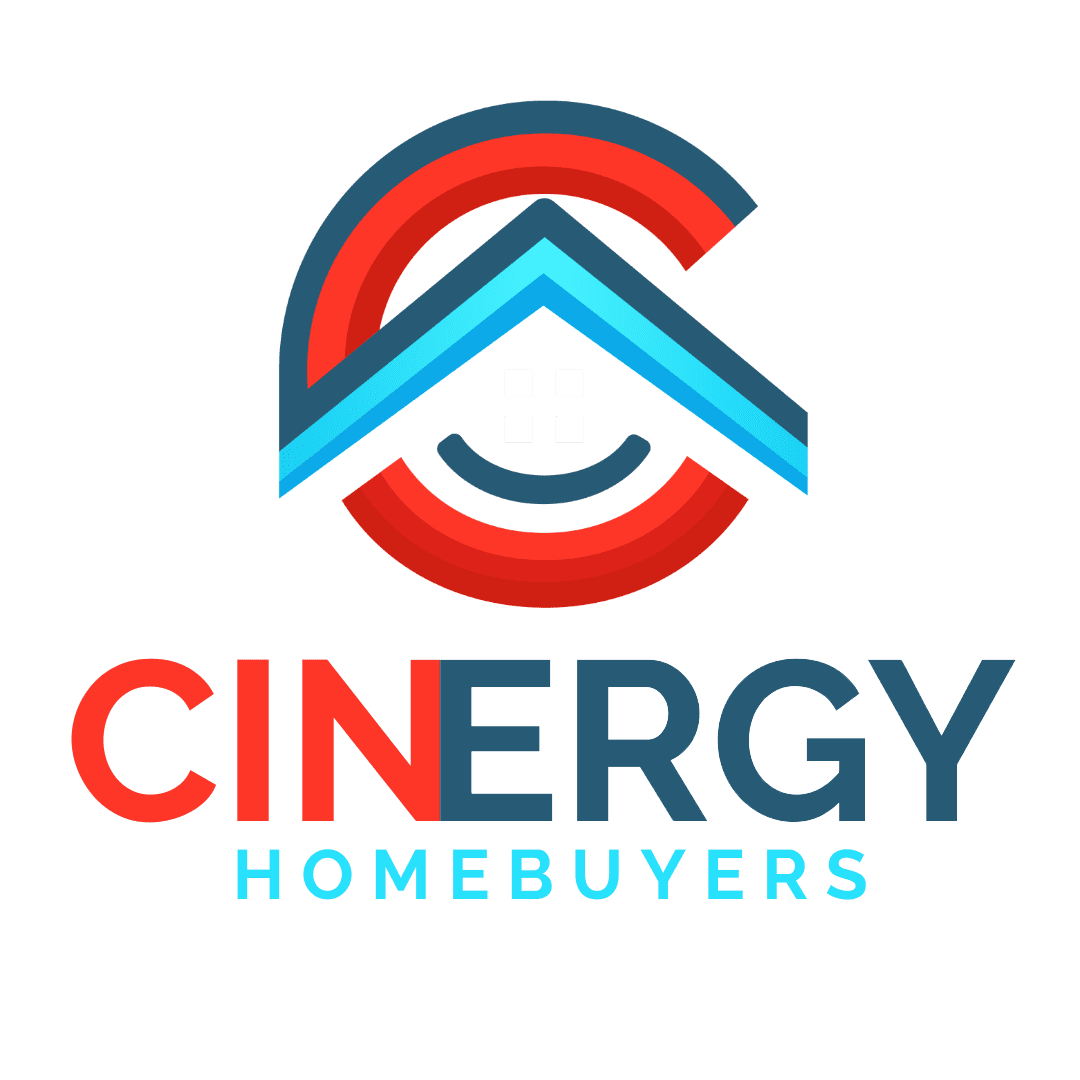 A vibrant blue square graphic representing the brand identity and color scheme of Cinergy Home Buyers.